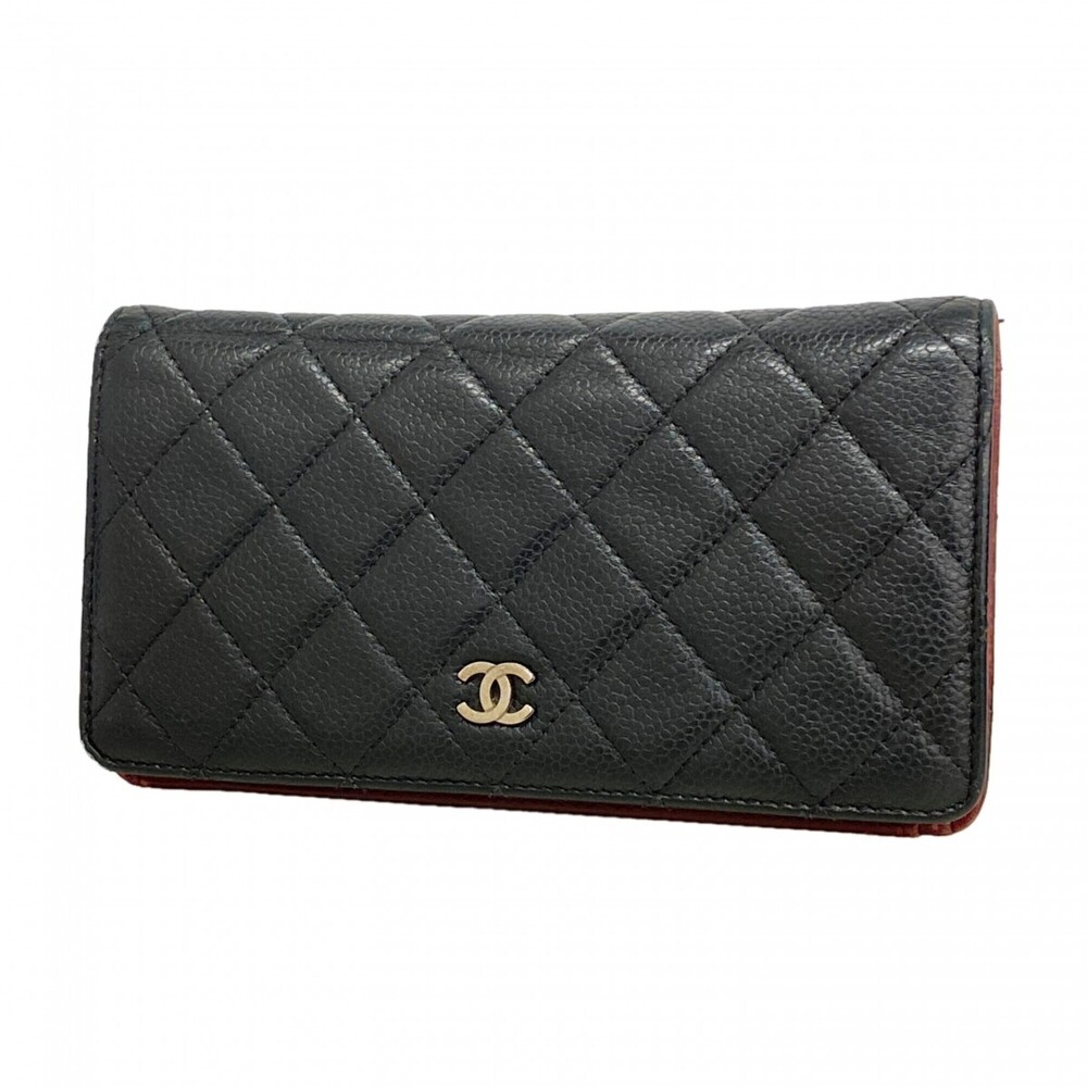 CHANEL Black Caviar Leather Wallet